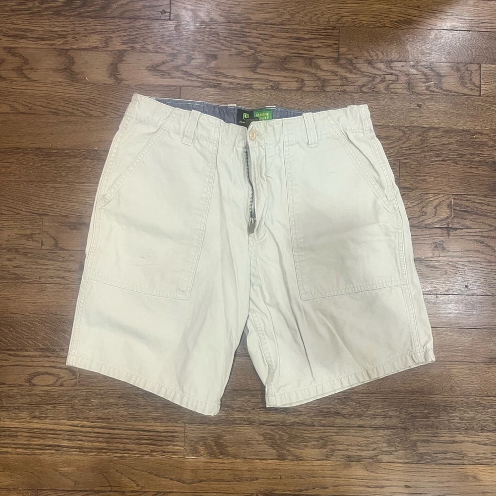 John Deere Cream Cargo Shorts with Relaxed Fit
